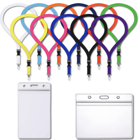 ZIP Kartenhalter horizontal / vertikal wasserdicht komplett mit 2cm Lanyard Schlüsselband Ausweishülle Schutzhülle transparent